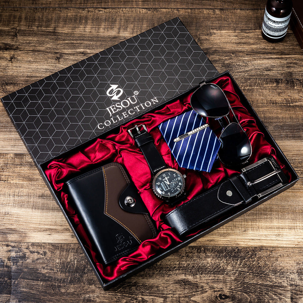 Men's Gift Set: Watch, Belt, Tie, Wallet