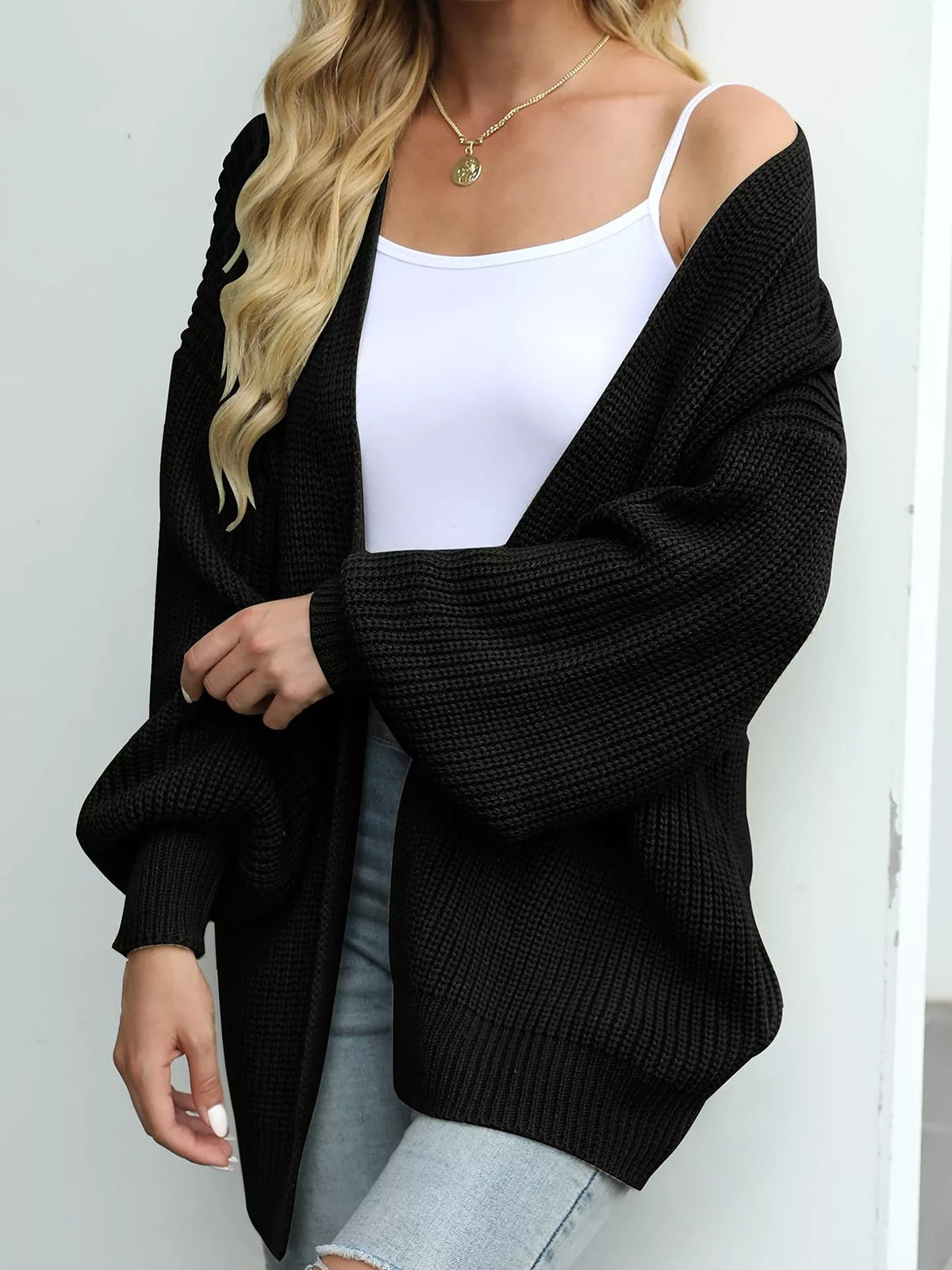 Full Size Chunky Knit Open Front Cardigan Plus Size