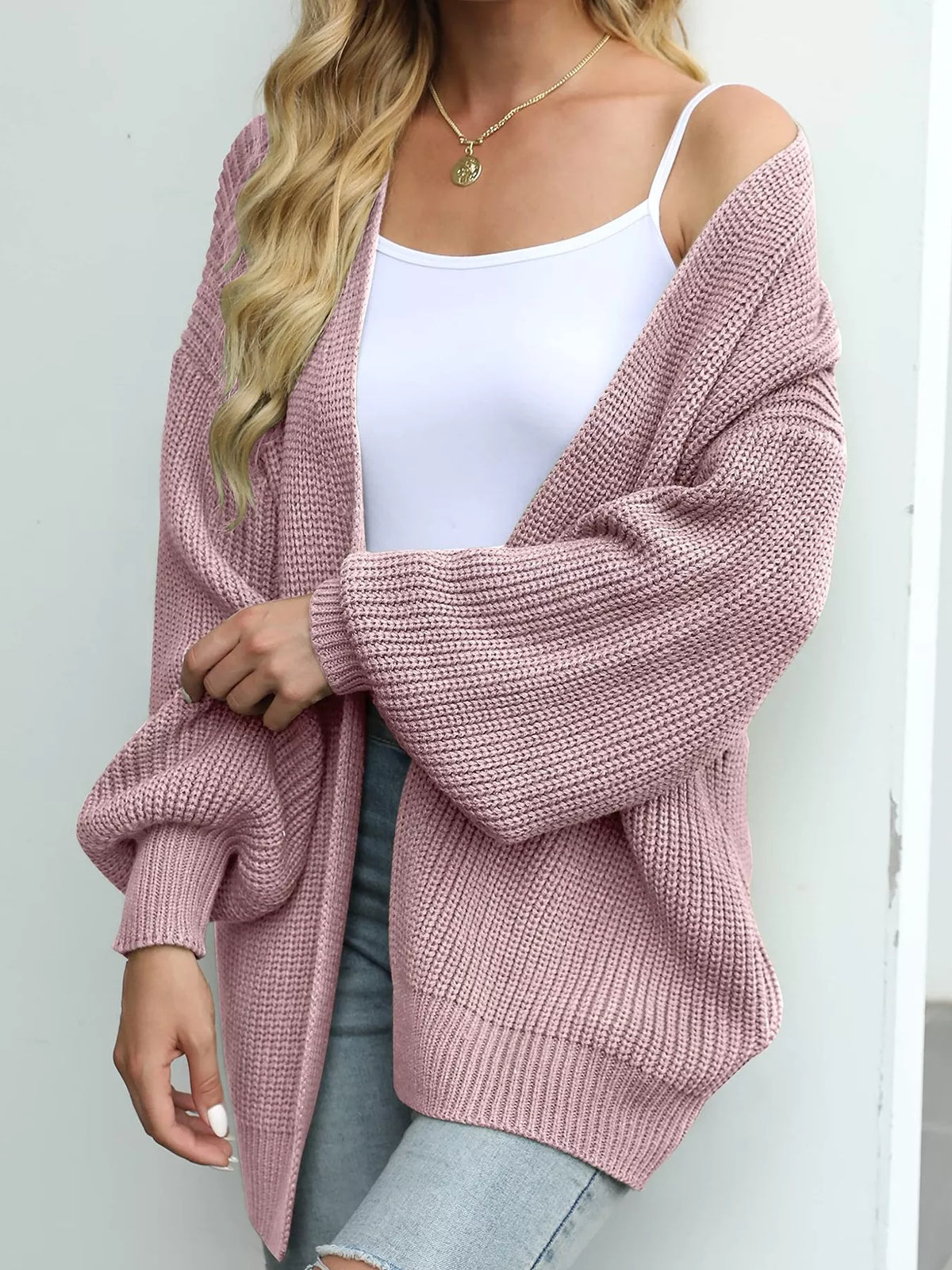 Full Size Chunky Knit Open Front Cardigan Plus Size