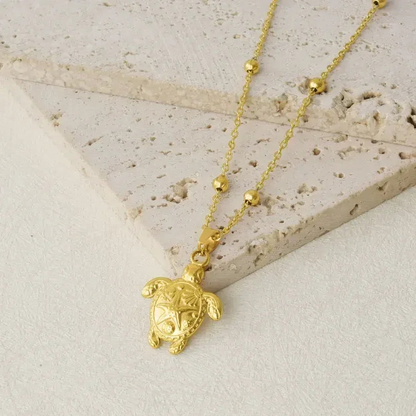 1Pc Temperament Fashion Summer Beach Blue Marine Life Sea Horse Shell Turtle Mini Fish Bead Necklace Classic Clavicle Chain
