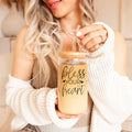 Bless Your Heart 20oz Glass Tumbler With Bamboo Lid - Sassy Coffee Cup