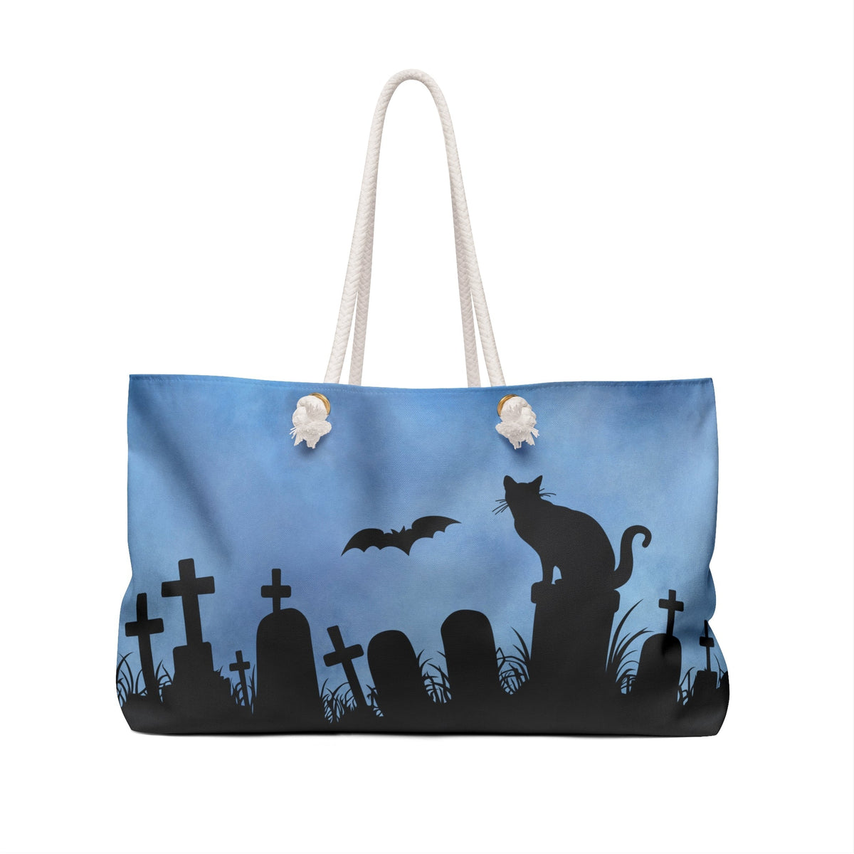 Halloween Cat Graveyard Weekender Tote – Spooky Black Cat Travel Bag