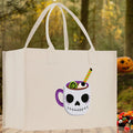 Halloween Trick or Treat Tote Bag Halloween Tote Bag for Kids Halloween Gift Halloween Candy Bag Halloween Doodles Cute Canvas Tote Bag