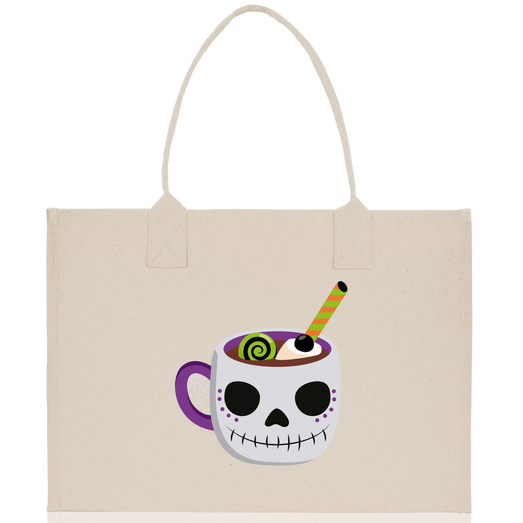 Halloween Trick or Treat Tote Bag Halloween Tote Bag for Kids Halloween Gift Halloween Candy Bag Halloween Doodles Cute Canvas Tote Bag