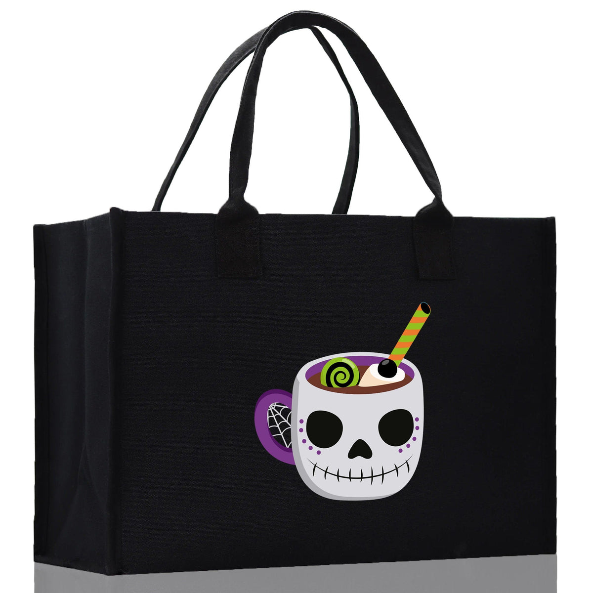 Halloween Trick or Treat Tote Bag Halloween Tote Bag for Kids Halloween Gift Halloween Candy Bag Halloween Doodles Cute Canvas Tote Bag