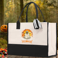 Halloween Trick or Treat Tote Bag Halloween Tote Bag for Kids Halloween Gift Halloween Candy Bag Halloween Doodles Cute Canvas Tote Bag