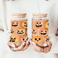 Pumpkin 20oz Glass Tumbler with Bamboo Lid, 2 Stainless Straws & Straw Cleaner